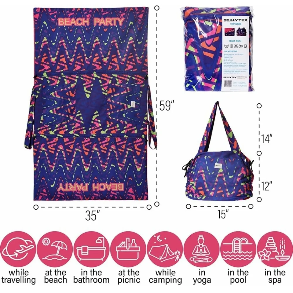 Turkish Beach Towel Convertible into a Beach Bag Blanket